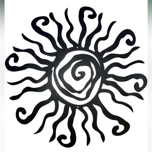 NEW Wacky Sun Metal Wall Art Indoor/Outdoor 16” Black Rust Proof Made in USA
